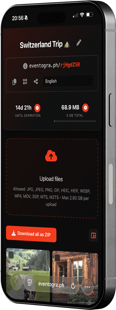 Sharing photos & videos with Eventograph on an iphone